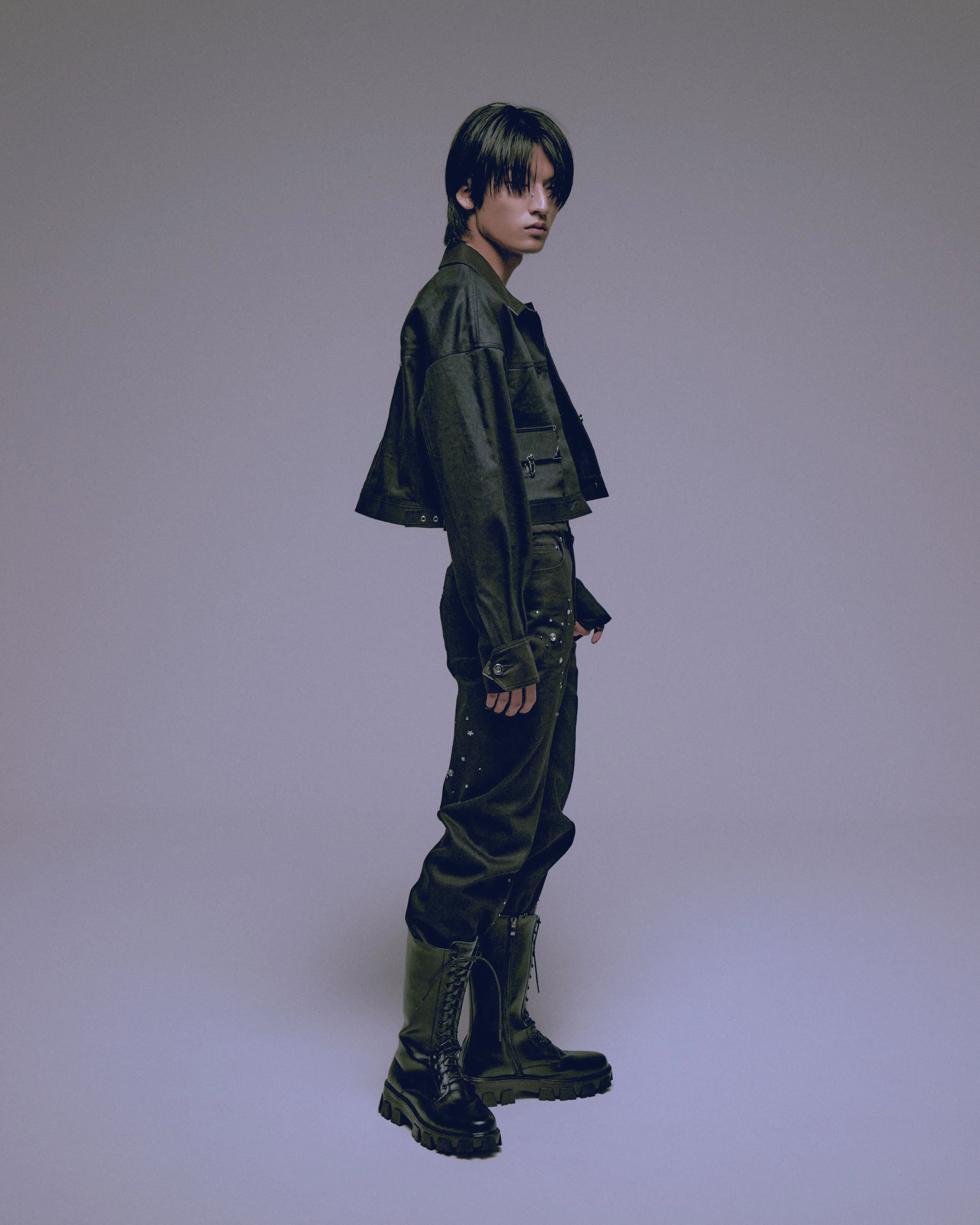 Silver metal black denim jacket【stock】