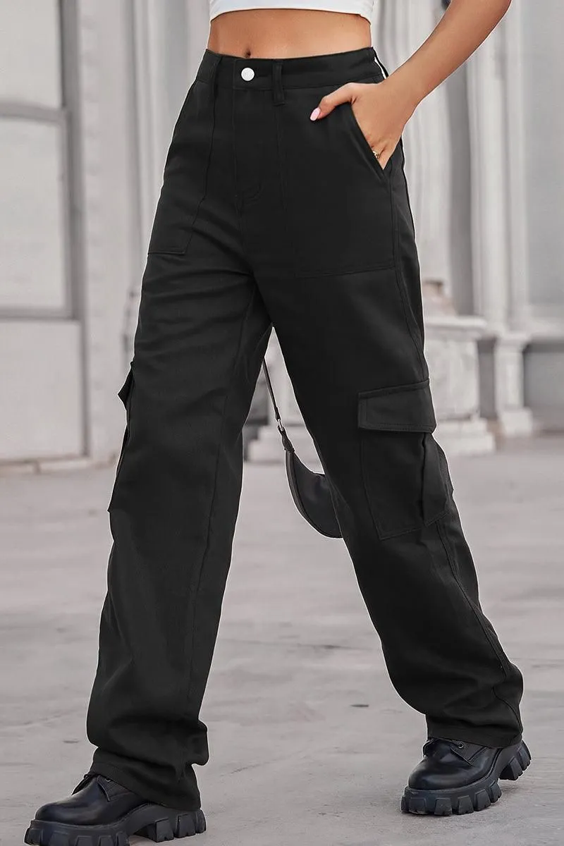 clean design SIMPLE BASIC LONG CARGO PANTS
