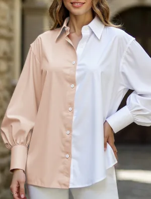 Simple patchwork contrast color shirt UltraSoftInterior