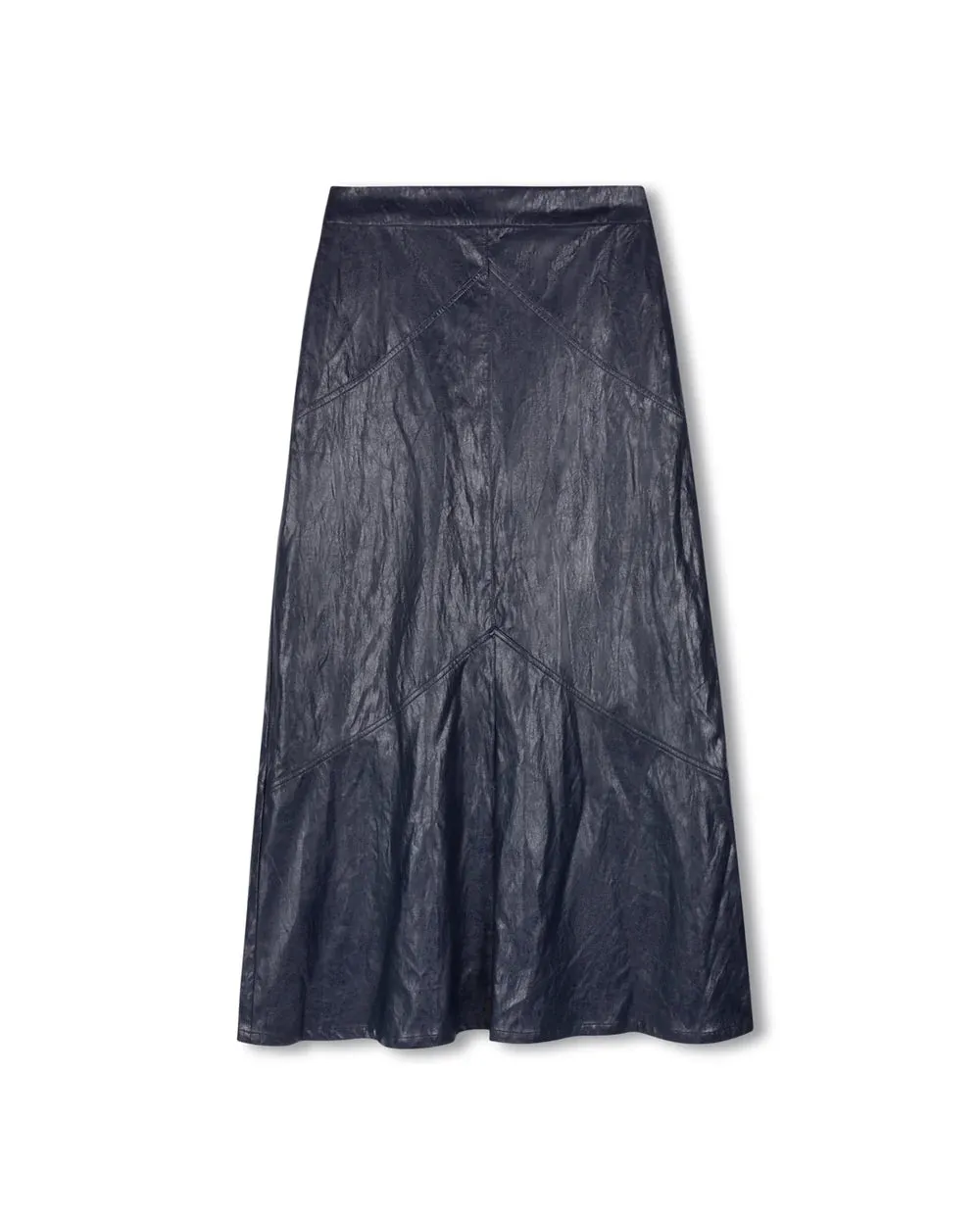 Story Blue Leather Textured Maxi Skirt W-20677 Everyday Comfort Limited Quantity