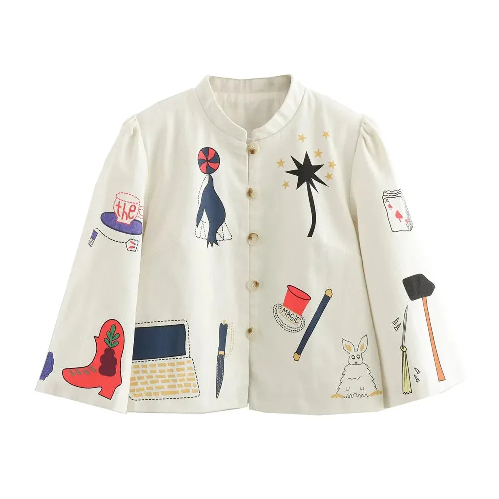 Sirius Whimsical Prints Blazer Jacket