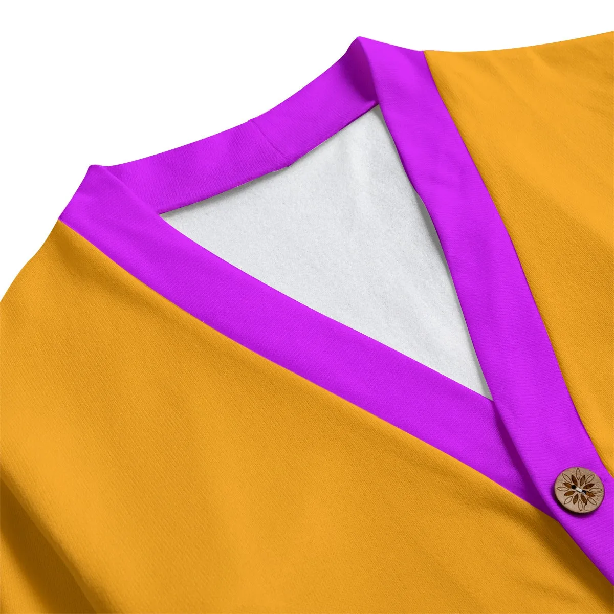 Sixty Eight 93 Logo Grape & Orange Unisex V-Neck Knitted Fleece Cardigan