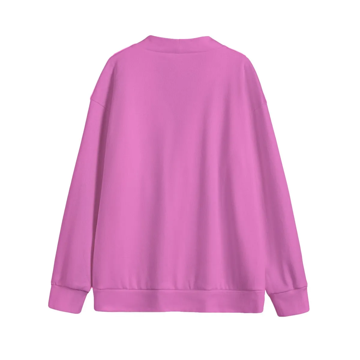 Sixty Eight 93 Logo White Pink Unisex V-Neck Knitted Fleece Cardigan