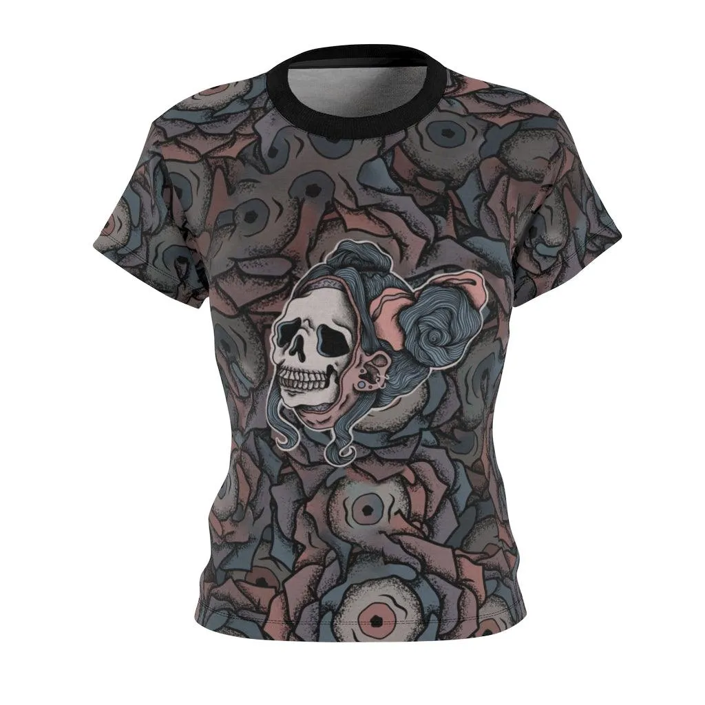 Skull Girl Caricature All Over Print T-shirt For Women