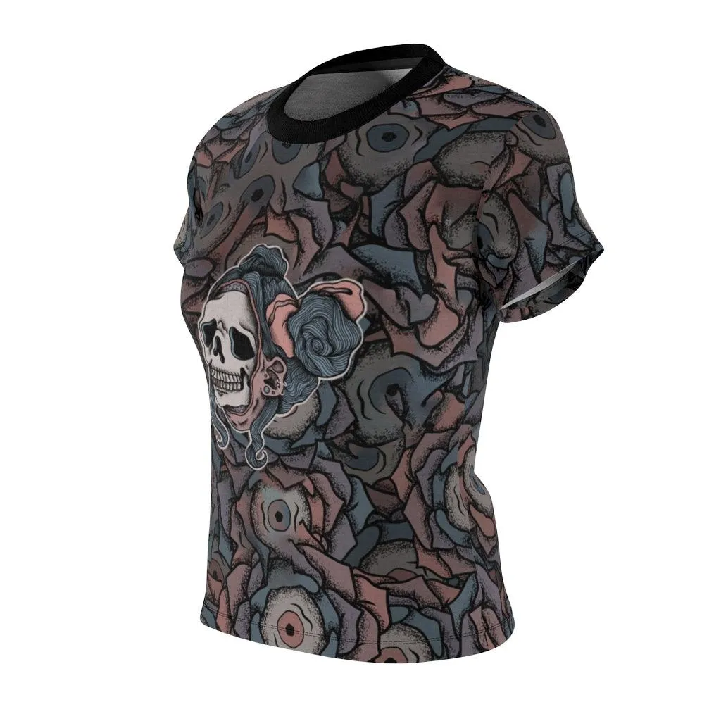 Skull Girl Caricature All Over Print T-shirt For Women