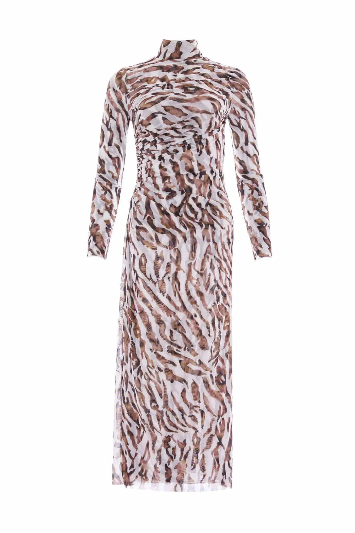 Zebra Turtleneck Ankle Gown Edgy Look