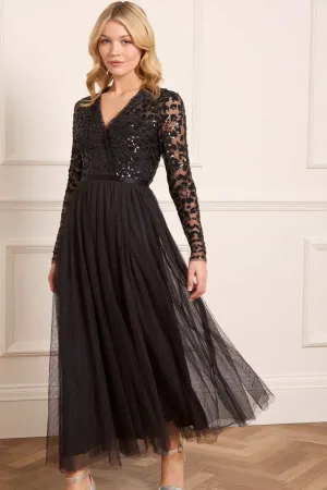 Tempest V-Neck Bodice Ankle Gown Vibrant Design