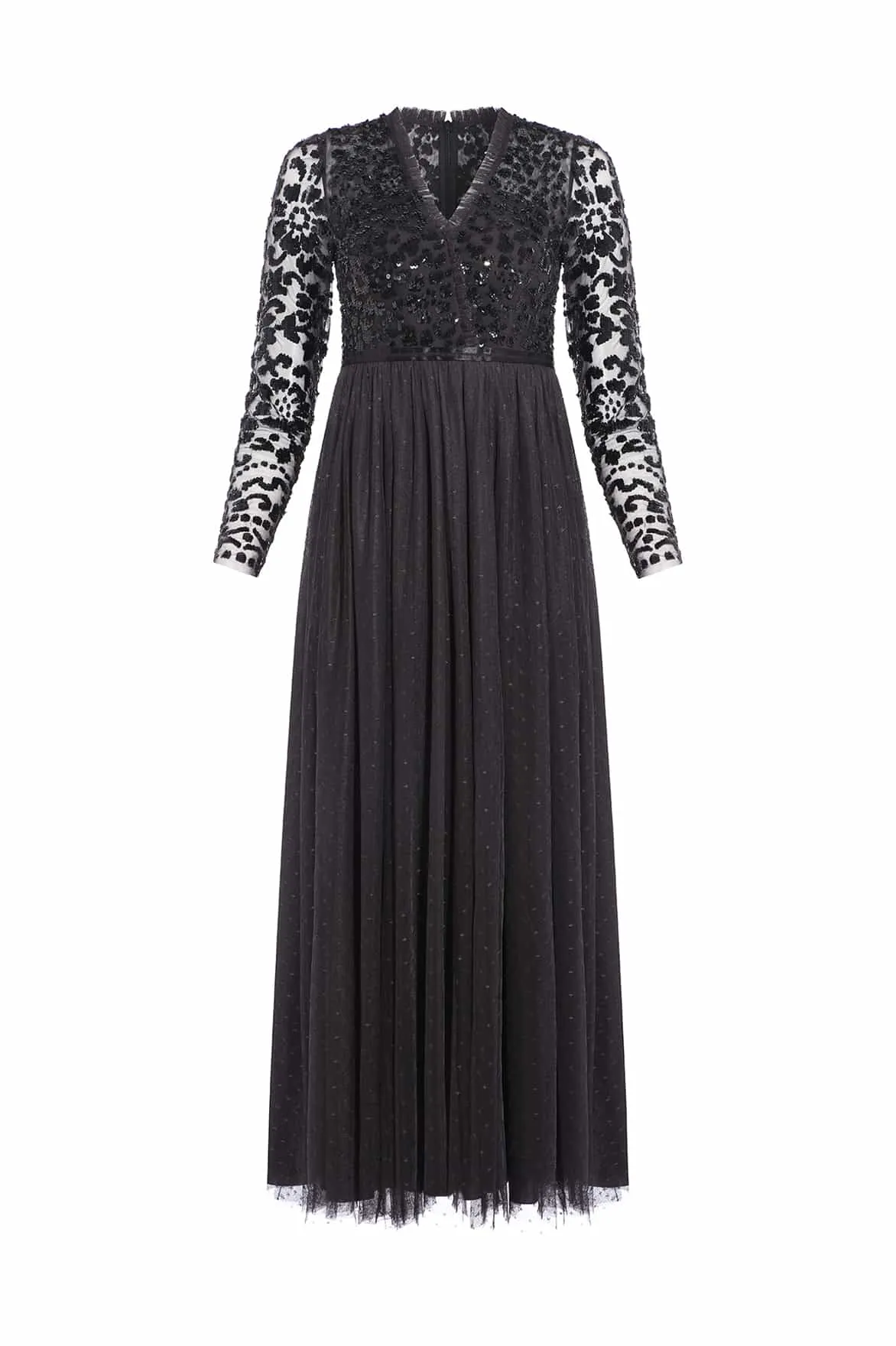 Tempest V-Neck Bodice Ankle Gown Timeless Fit Front-Zip