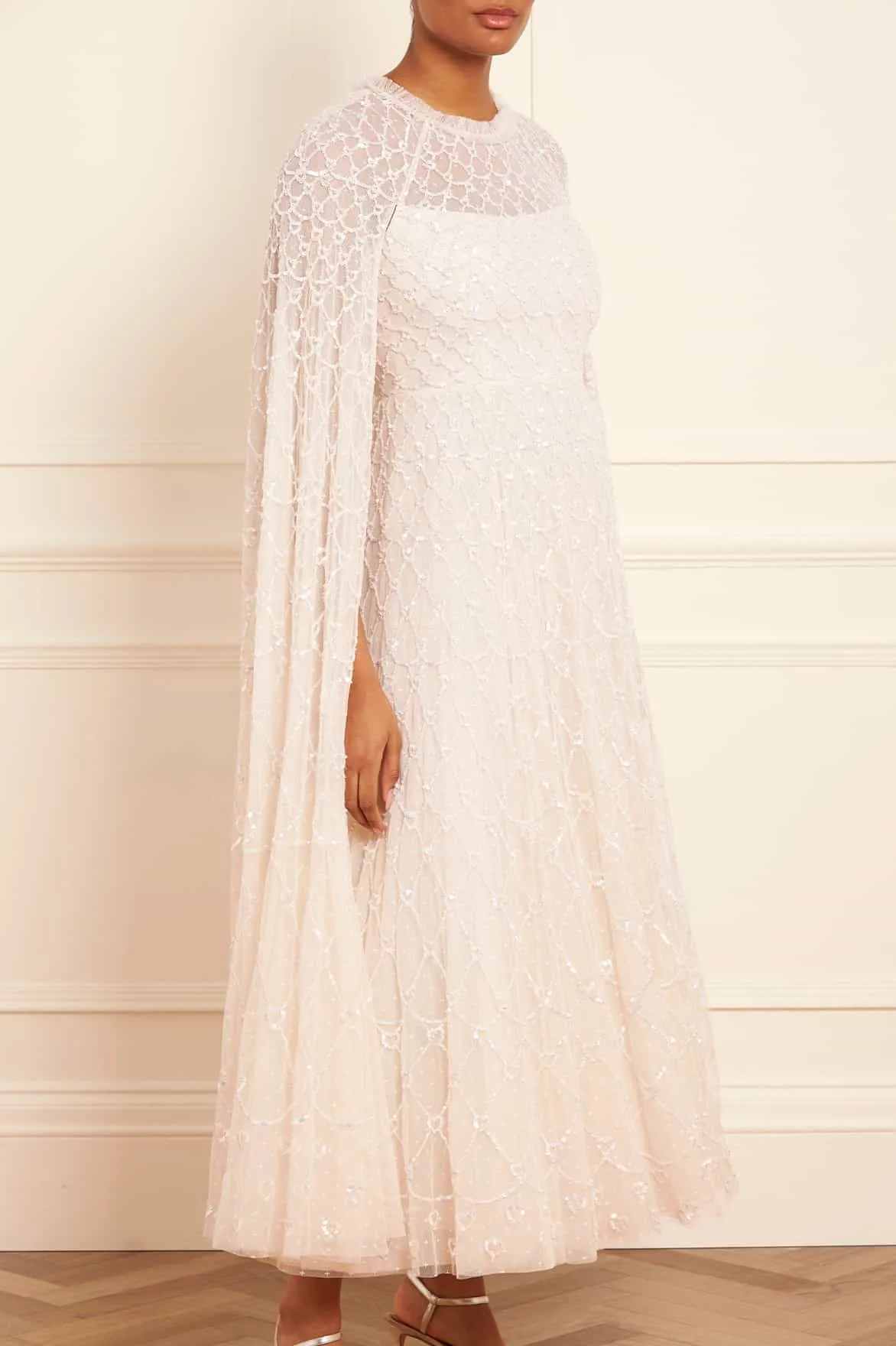 Sleek Appearance Gradient Shade Heart Lattice Ankle Gown