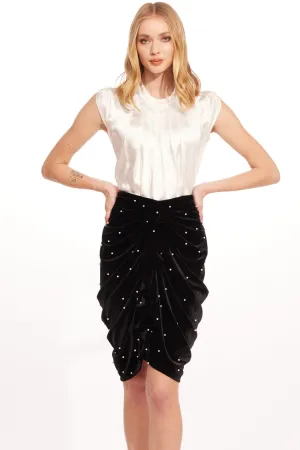 Cashmere Touch Corduroy texture Serenity Skirt ?C Black Velvet Pearl