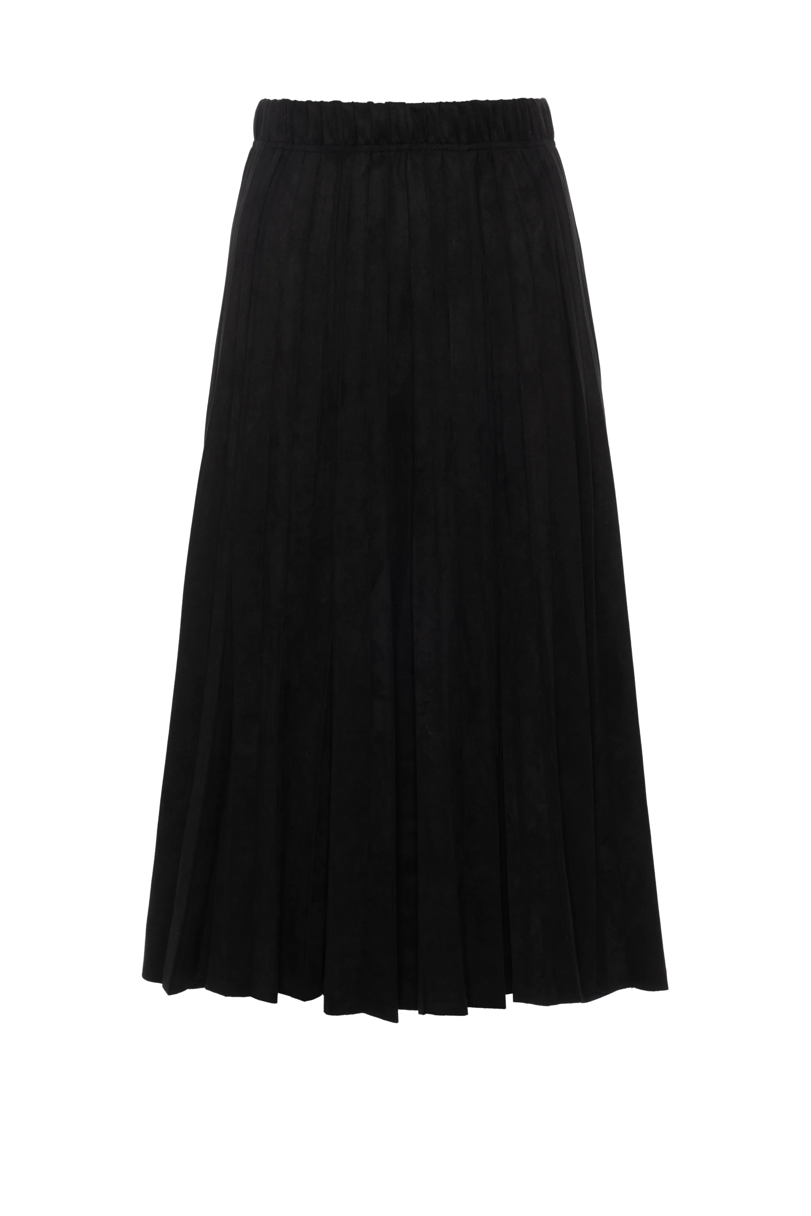 Built In Shorts Ginger Black Suede Midi Crinkle Pleated Skirt WB5CPT7289M