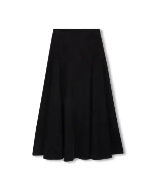 Sleek Styling Glossy Texture Beige Black Corduroy Yolk Skirt W-21520