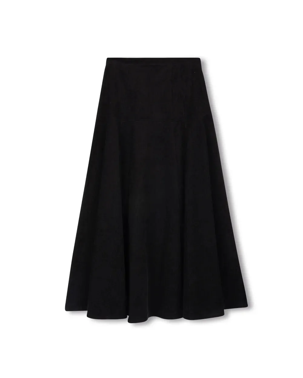 Simple Layers Beige Black Corduroy Yolk Skirt W-21520