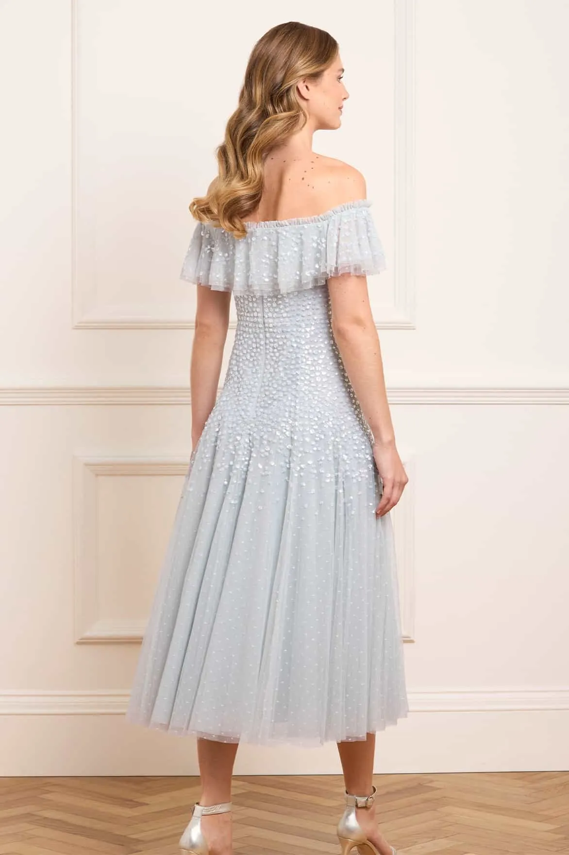 Dappled Sequin Off-Shoulder Ballerina Dress Repair-Friendly