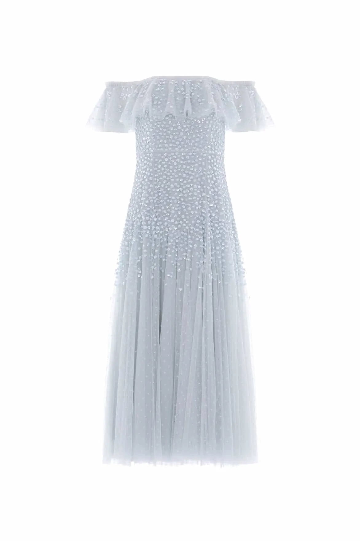 Dappled Sequin Off-Shoulder Ballerina Dress Perfect For Work Stylish and Simple