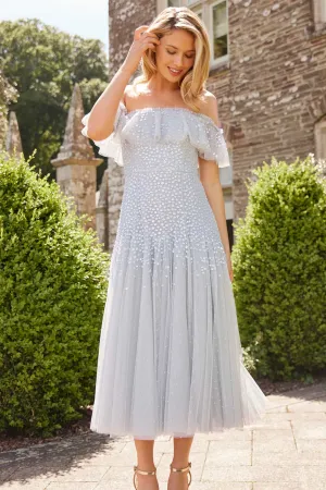 Dappled Sequin Off-Shoulder Ballerina Dress Effortless Mood