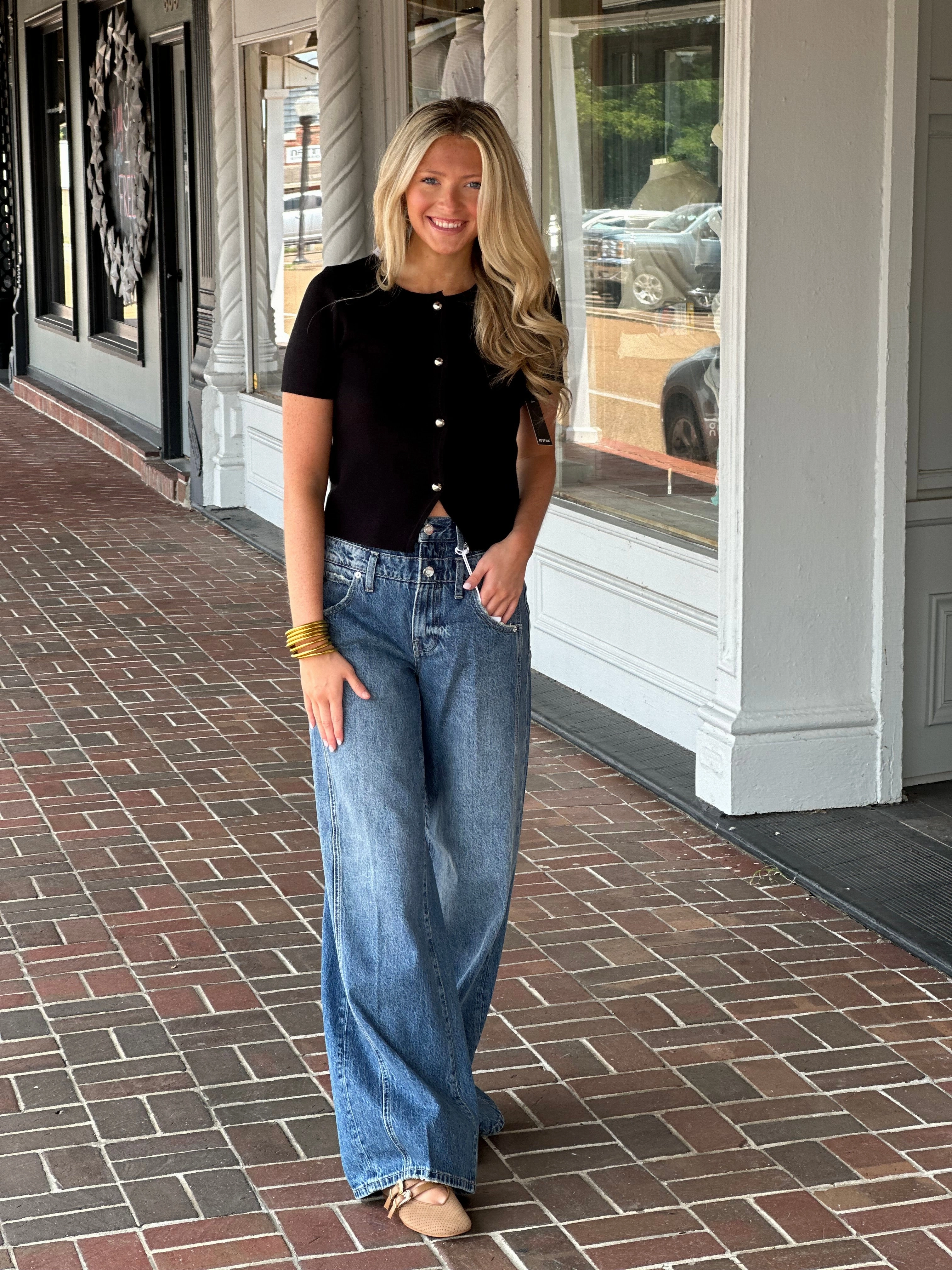 Pistola Caleb High Rise Stacked Waist Jean in Echo Streetwear Fan Beach Day