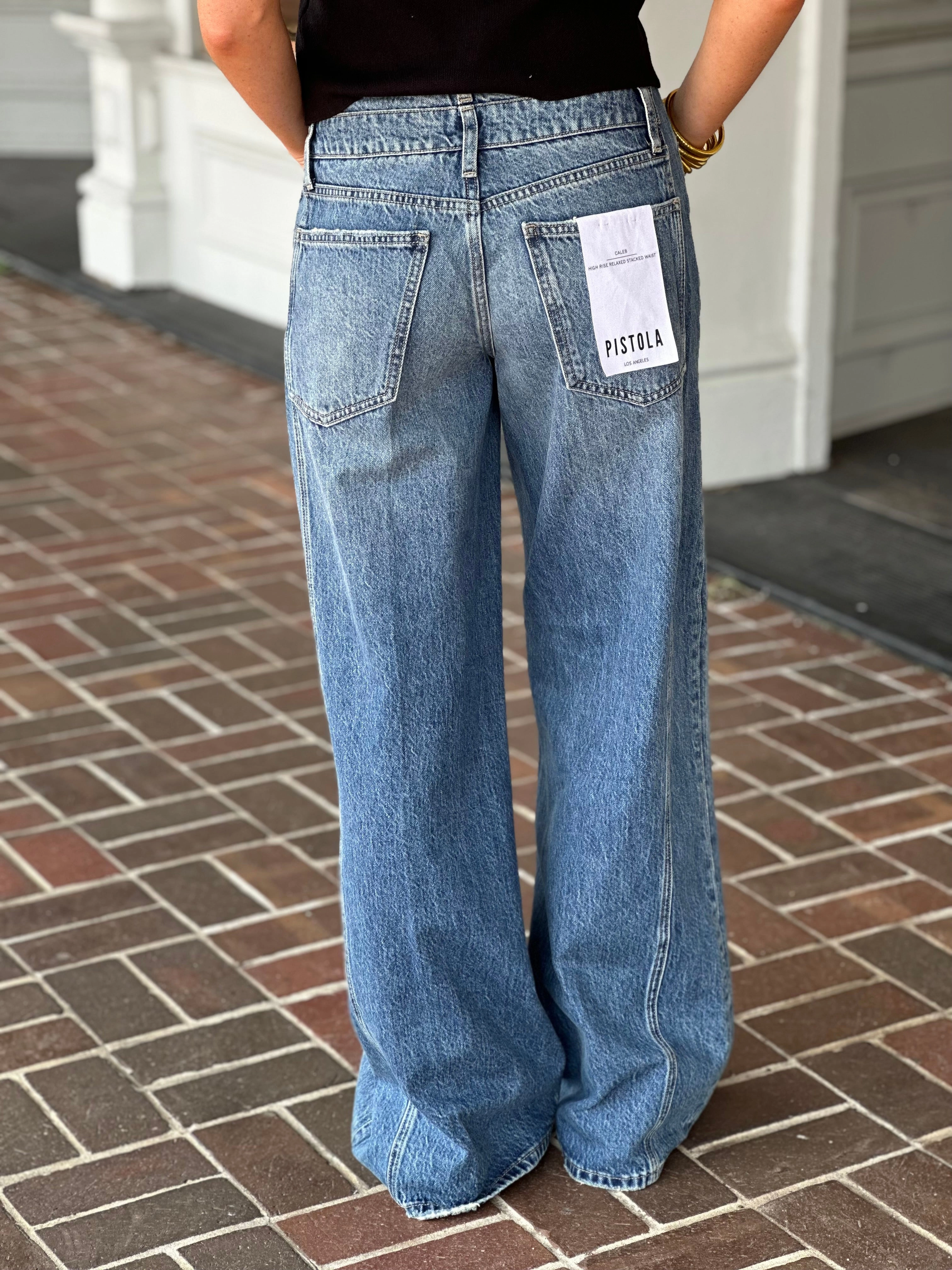 Party Look Couple Look Earthy Pistola Caleb High Rise Stacked Waist Jean in Echo