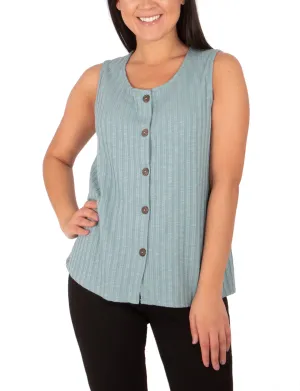 Soft Hoodie DurableBlend Sleeveless Button Front Top