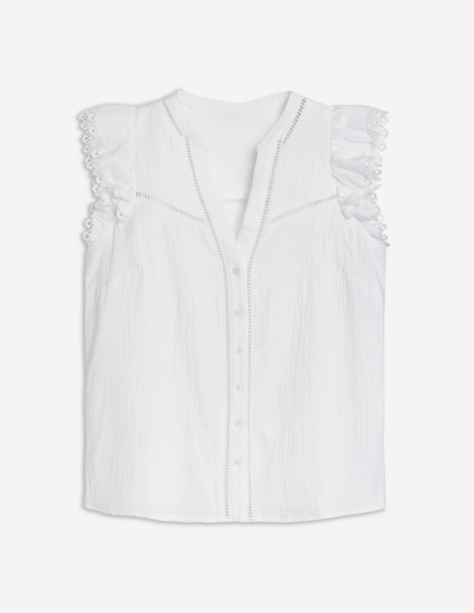 Sleeveless Double Cloth Top-White SoftKnit Organic Cotton Fiber