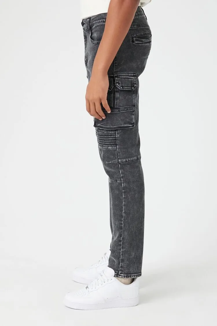 Slim-Fit Cargo Moto Jeans