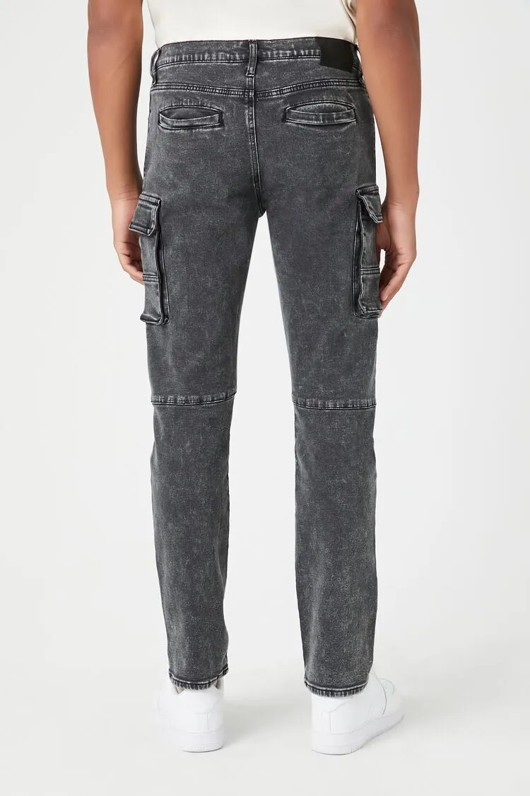 Slim-Fit Cargo Moto Jeans