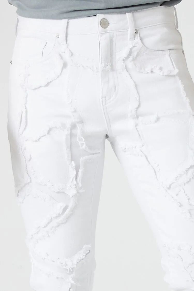Slim-Fit Frayed-Trim Jeans