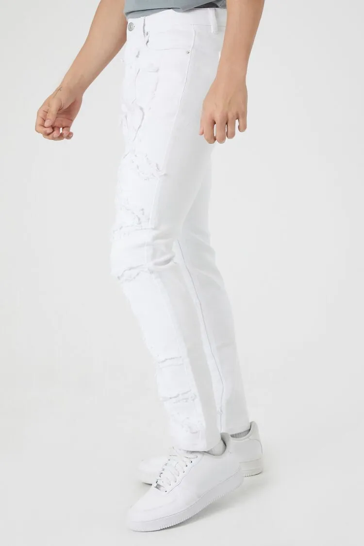 Slim-Fit Frayed-Trim Jeans