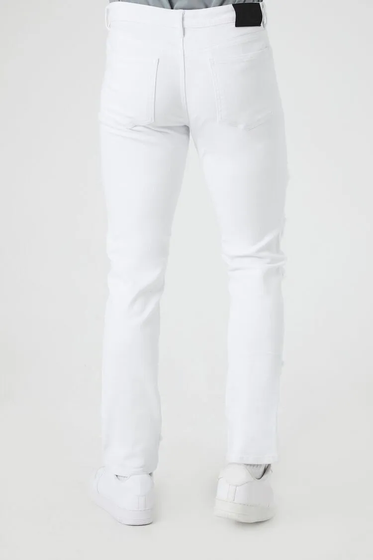 Slim-Fit Frayed-Trim Jeans