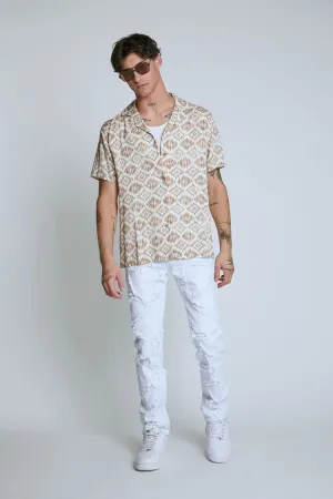 Slim-Fit Frayed-Trim Jeans