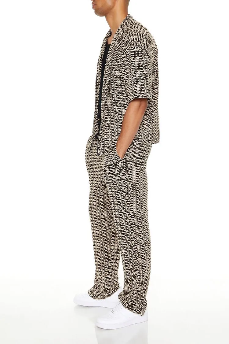 Slim-Fit Geo Print Drawstring Pants