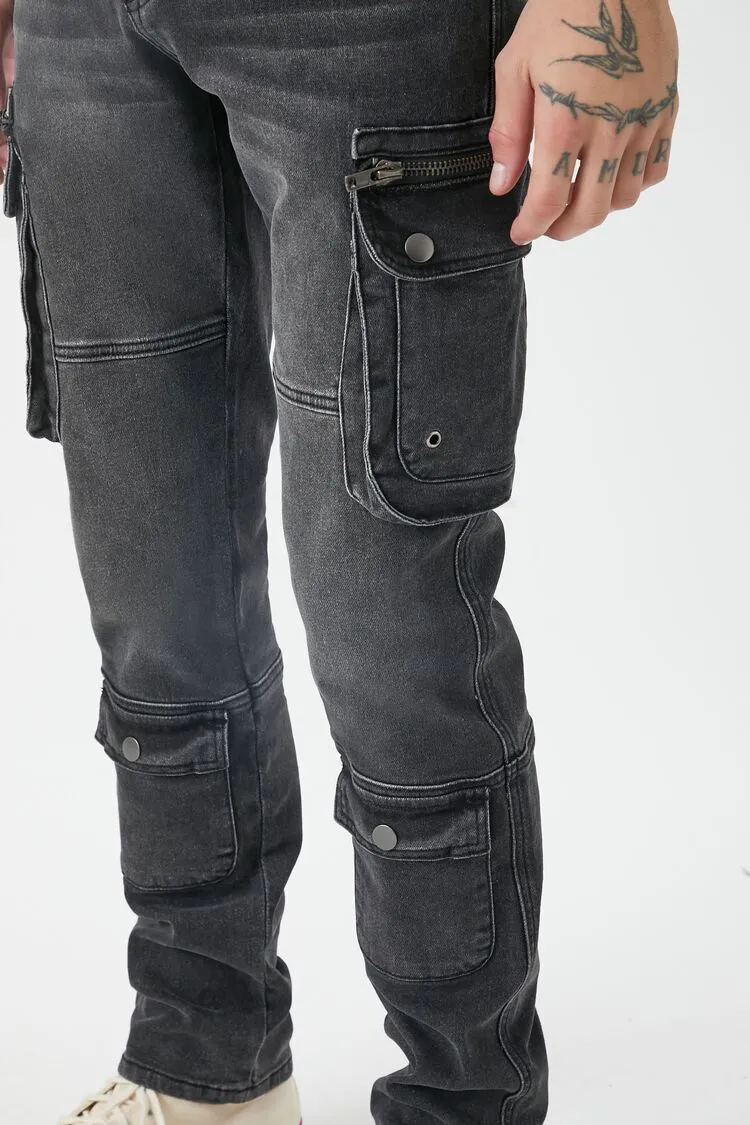 Slim-Fit Mid-Rise Cargo Jeans