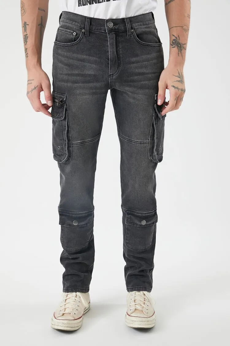 Slim-Fit Mid-Rise Cargo Jeans