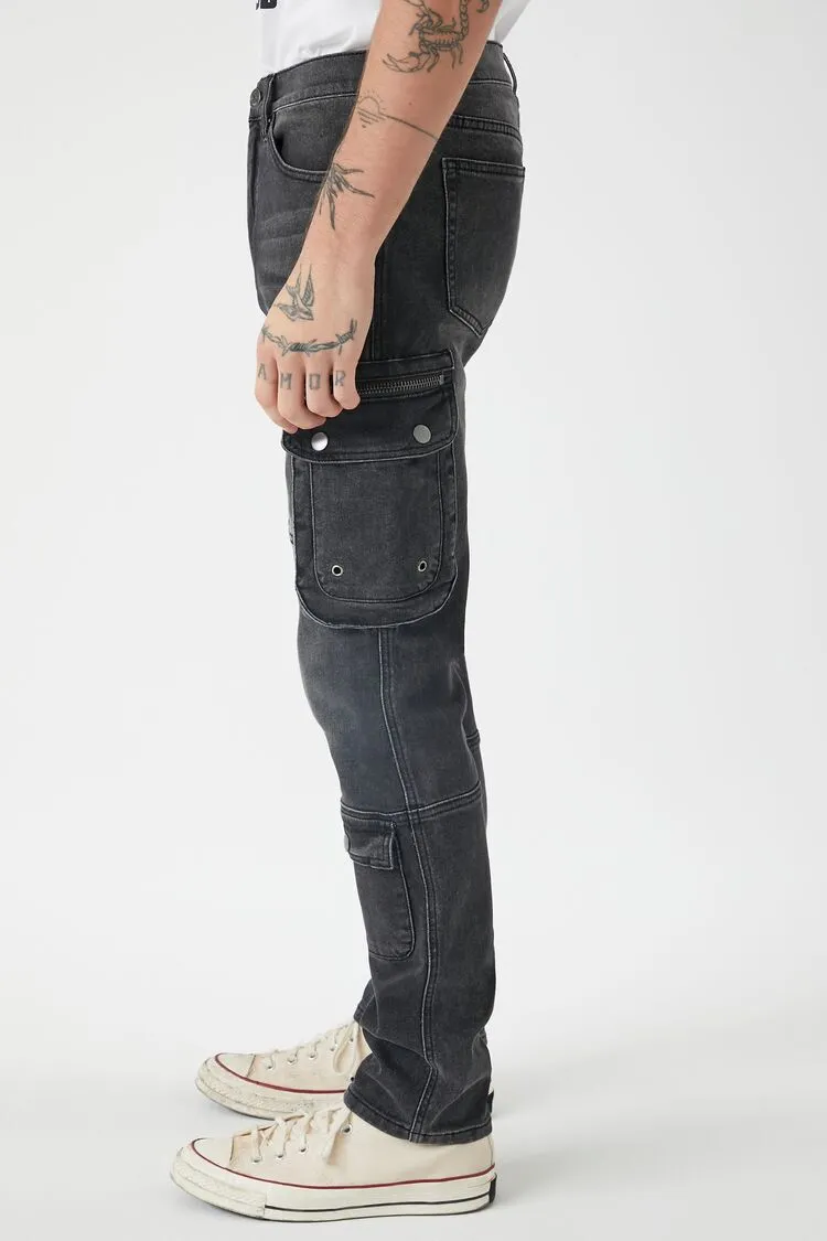 Slim-Fit Mid-Rise Cargo Jeans