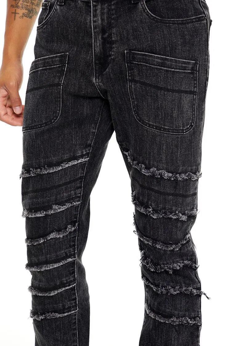 Slim-Fit Mid-Rise Frayed Jeans