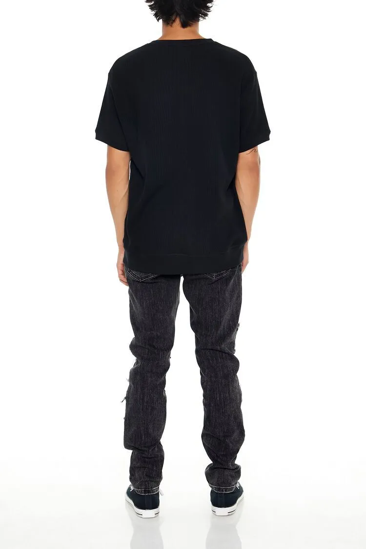 Slim-Fit Mid-Rise Frayed Jeans