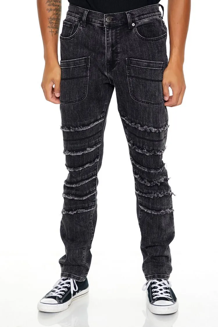 Slim-Fit Mid-Rise Frayed Jeans