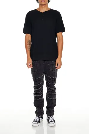 Slim-Fit Mid-Rise Frayed Jeans