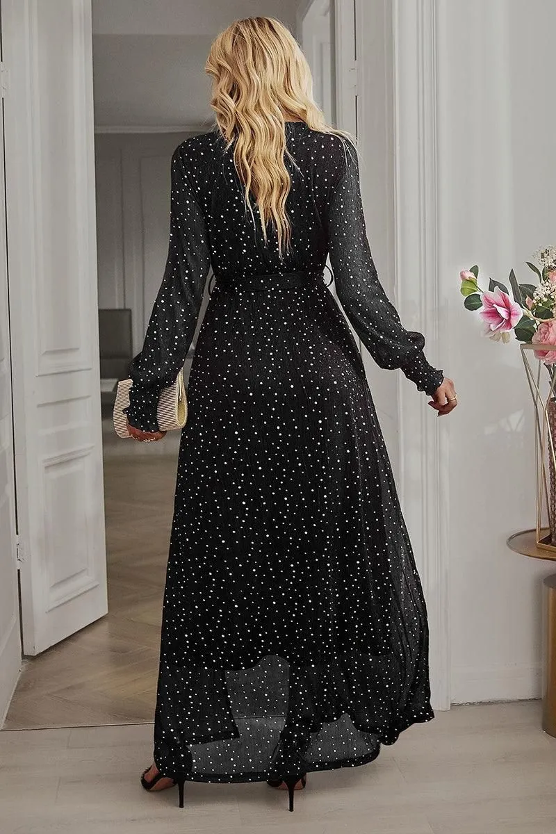 SLIT DRESS WITH SEQUIN Date night