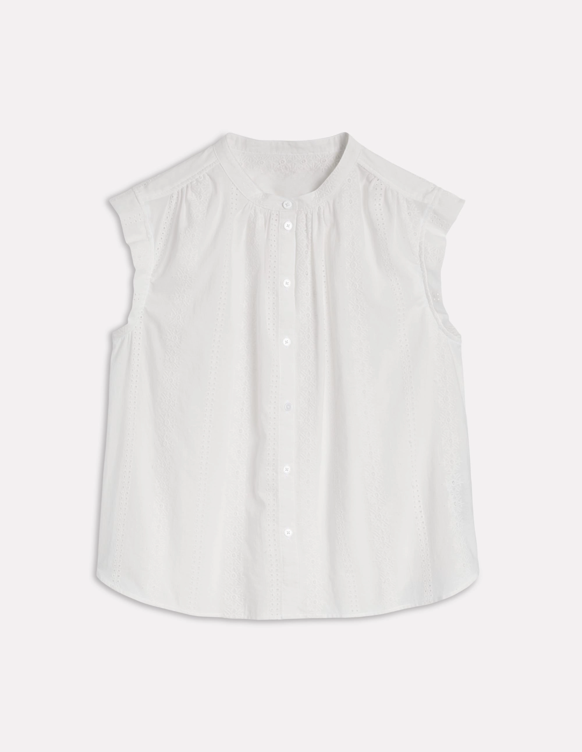 Summer Polo Fabric Interest Everyday Top-White