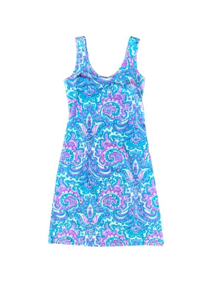 Long Bali Tank Dress Watercolor Paisley Floral Swing