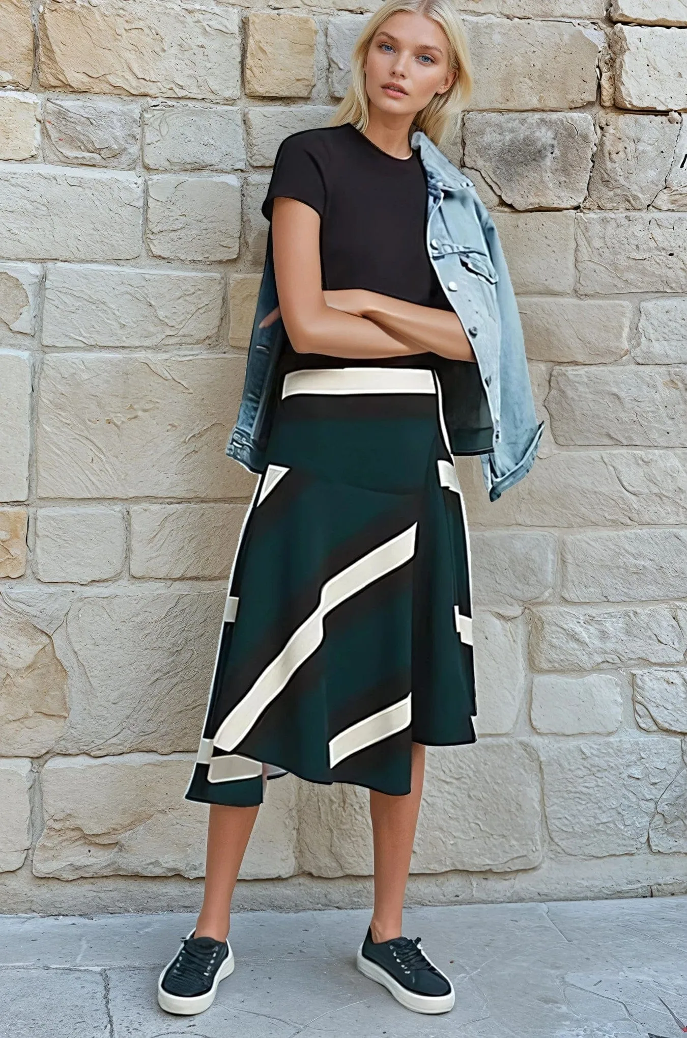 Green Sporty Stripe Skirt Light Touch