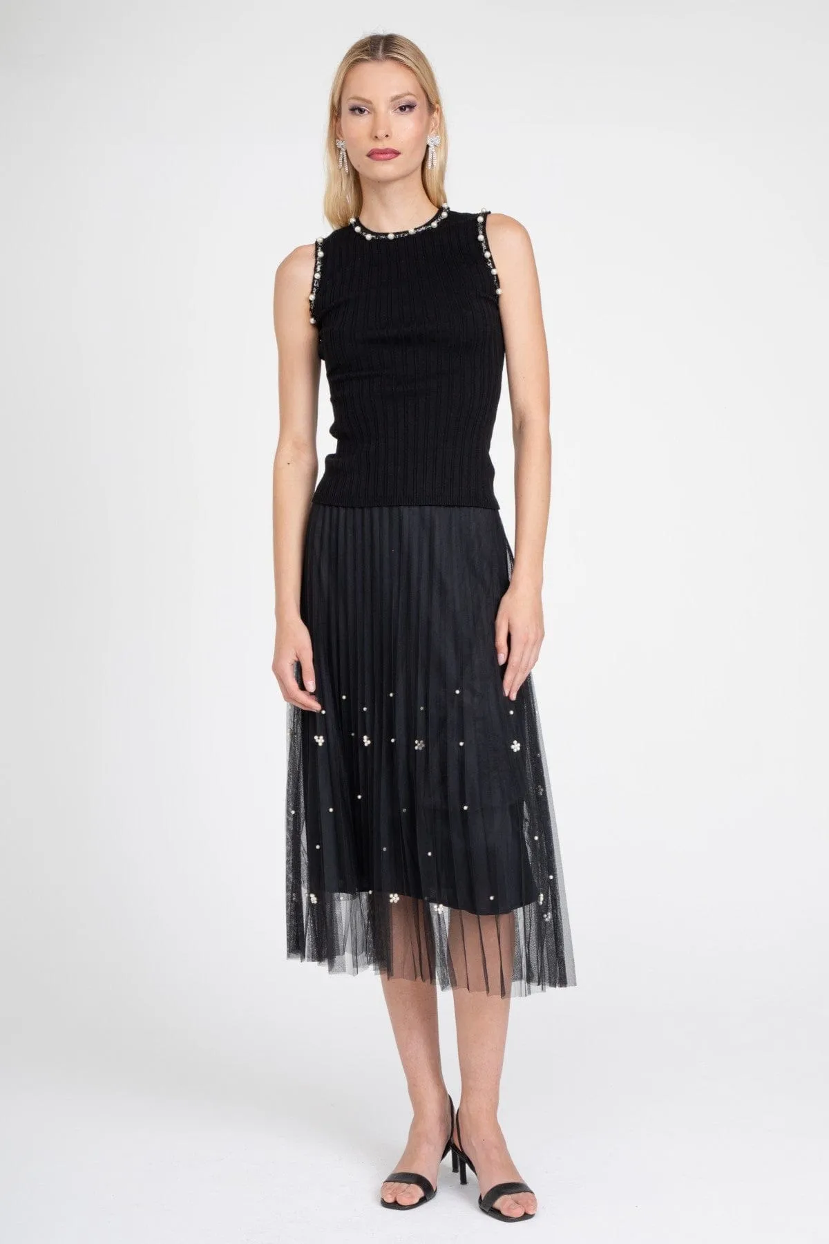 Black Pearl Pleated Skirt Comfort Waistline Signature Line