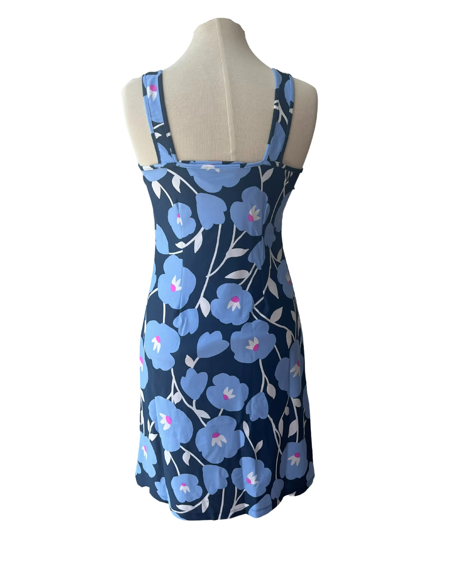 ReversibleStyle Long Bali Tank Dress Pop Art Flower Navy