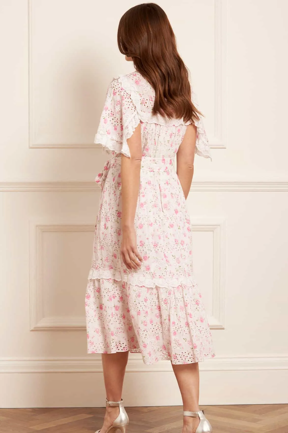 All weather Lounge Fit Rose Ditsy Cotton Broderie Midaxi Dress