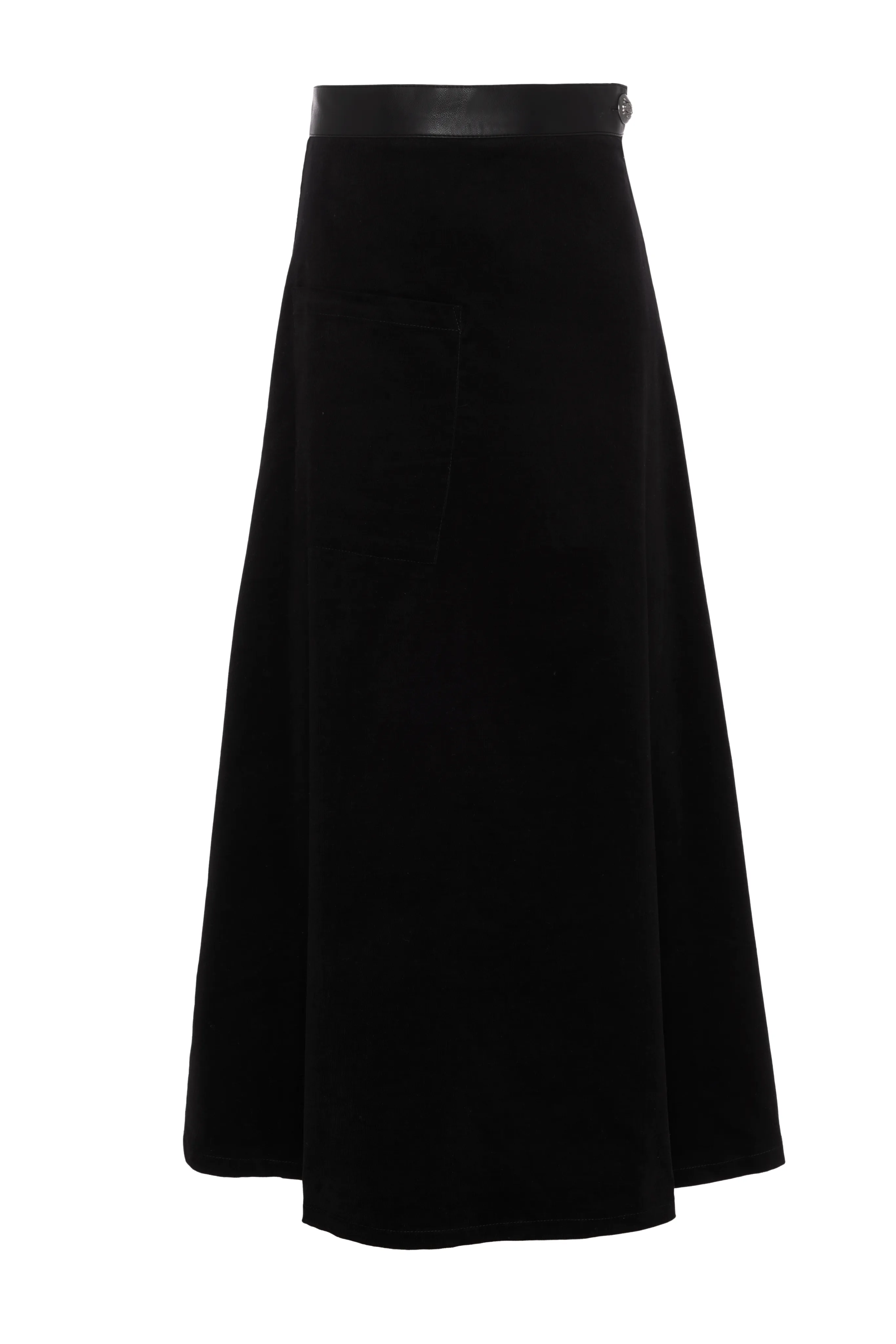 Faves Black Corduroy Midi Skirt WB5CM1674SM Weekend Style Light Fabric