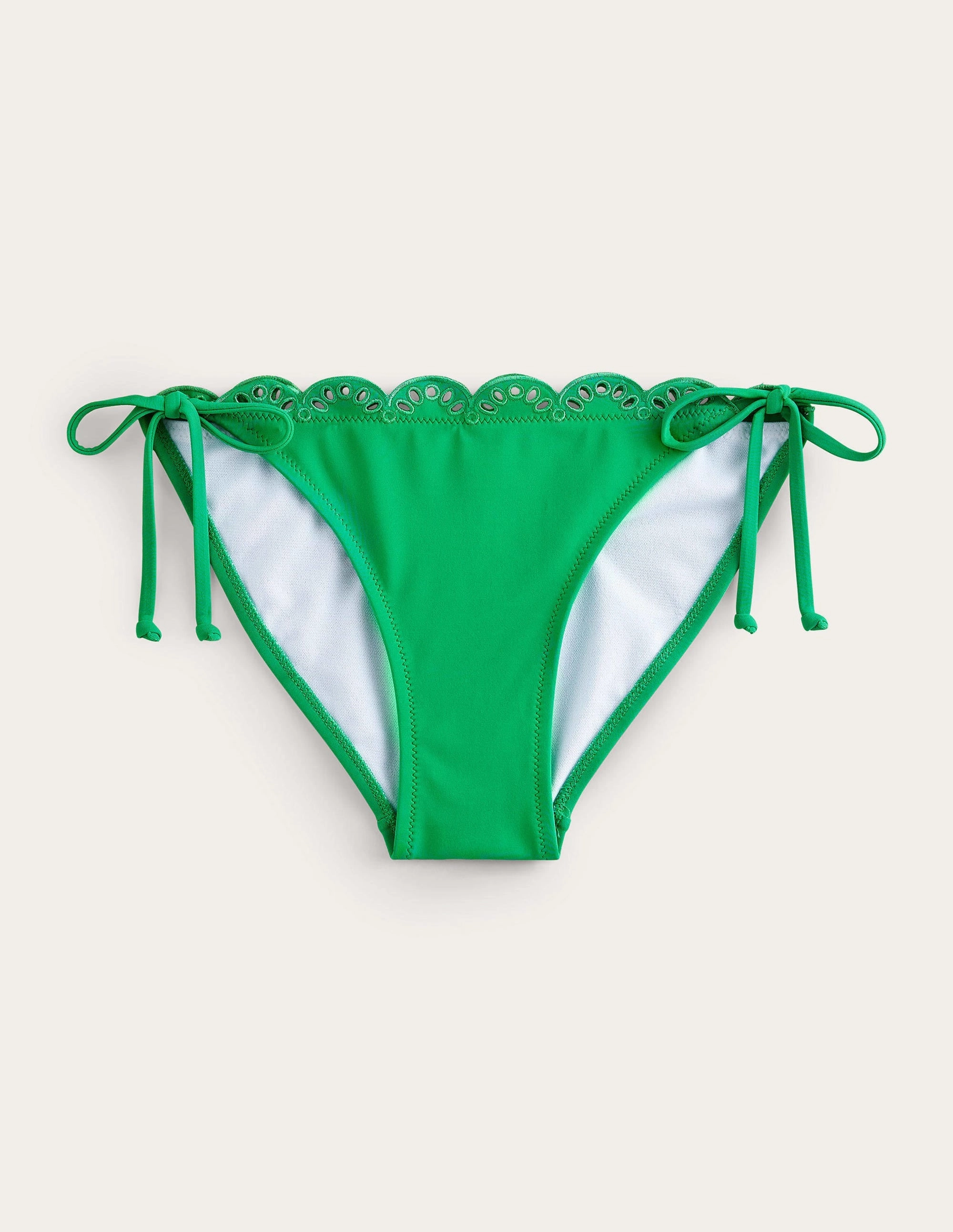 Smooth Lock Zippers Broderie Bikini Bottoms-Green Pepper