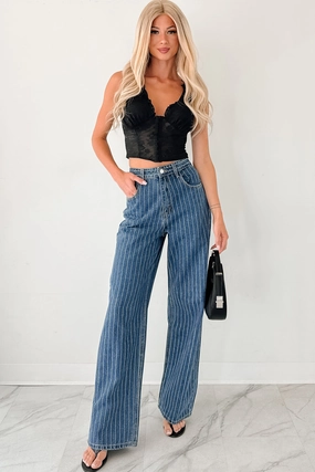 Ariel Rhinestone Stripe Signature 8 Jeans (Medium) Day Wear