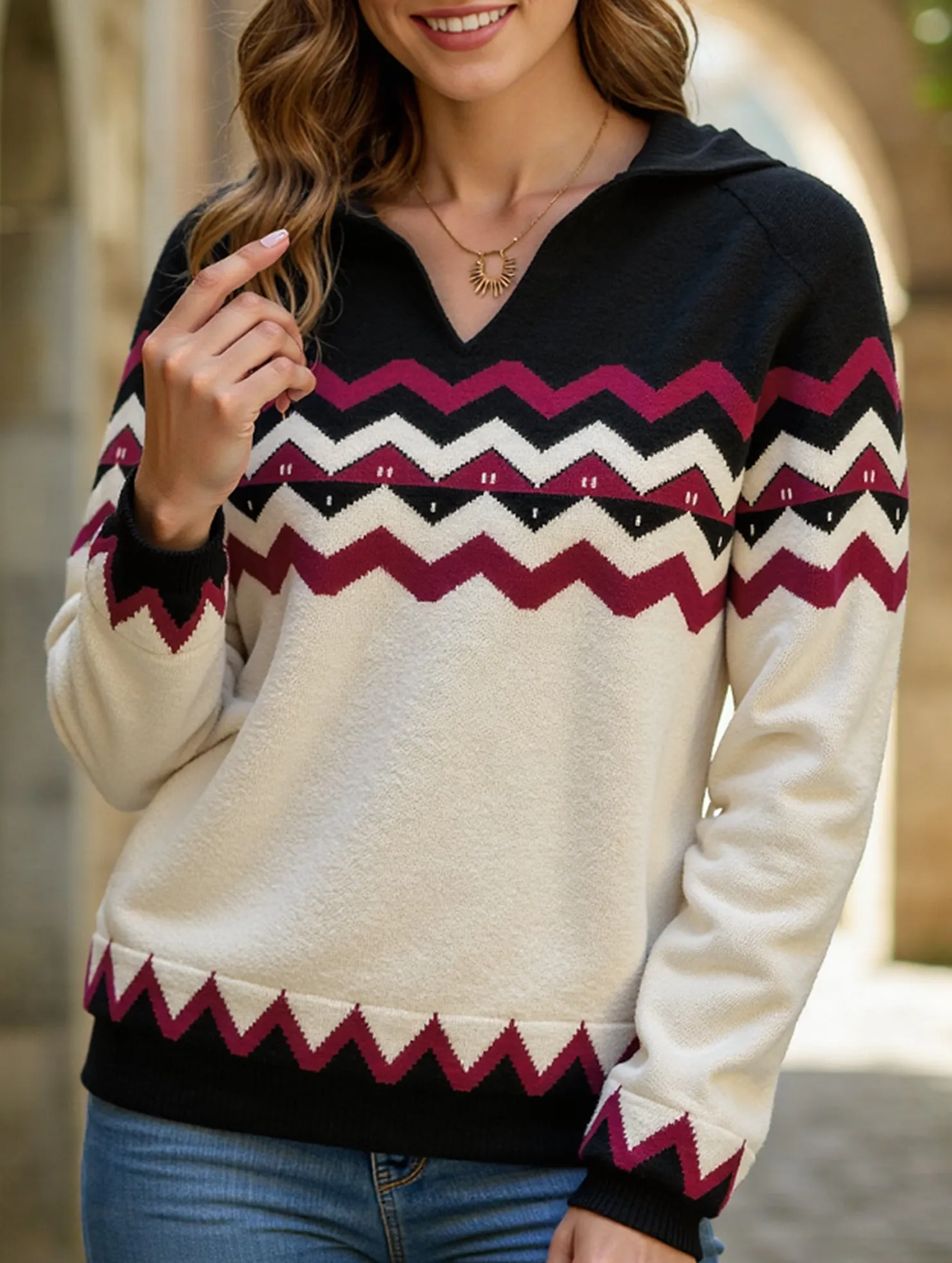 Relaxed Top FadeResistant Coating Christmas atmosphere pullover sweater