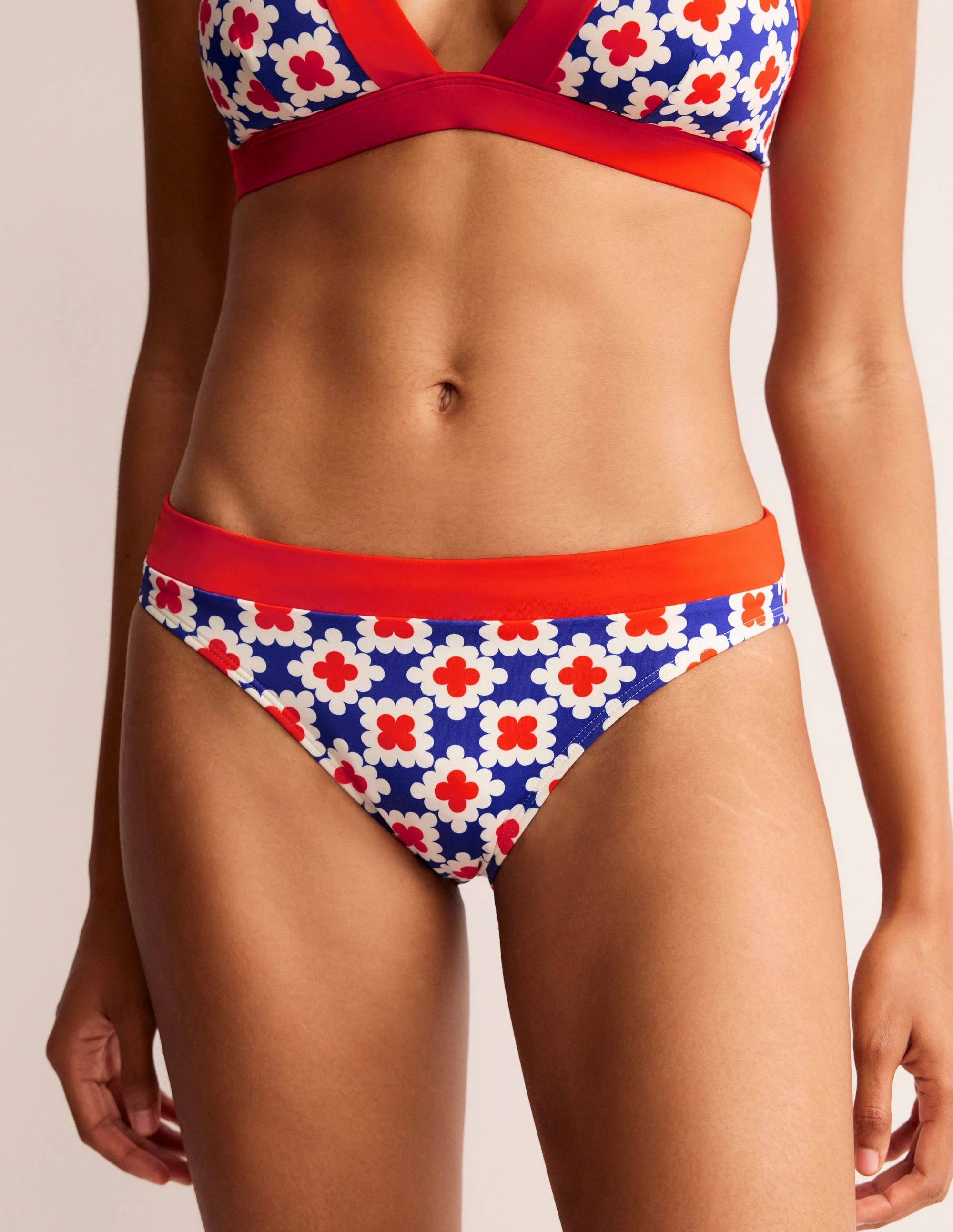 Ithaca Panel Bikini Bottoms-Surf the web, Abstract Tile Performance Fabric Ultra Soft Elastane